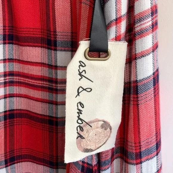 Ash & Ember Avalon Houston Fitted Plaid Flannel Shirt Red Size Small - Picture 9 of 15